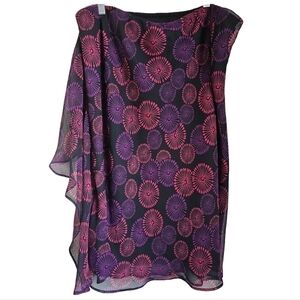 Cato womens chiffon flowy billowy flounce bold print midi skirt womens  size xl